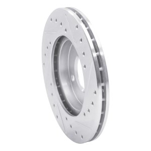 Audi 4000 Brake Rotor (1) - Front Left - R1 Concepts - Drilled & Slotted - Silver - `80-`08